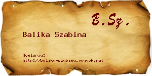 Balika Szabina névjegykártya